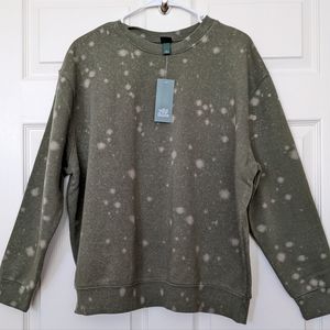 Wild Fable Army Green Crewneck Sweatshirt with Bleach Spots Size Small